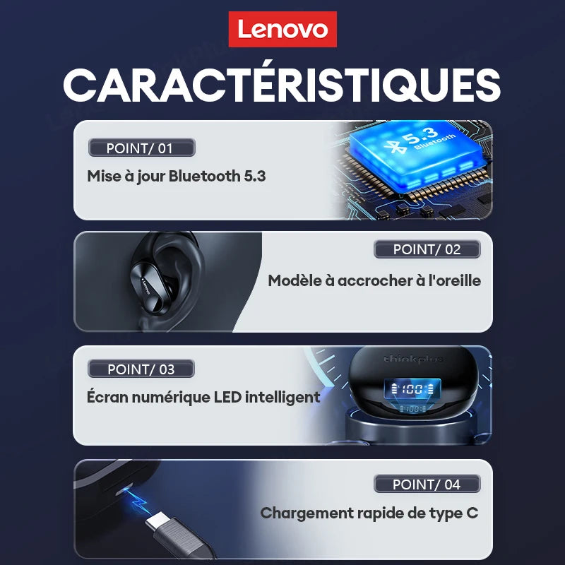 Original Lenovo LP75 TWS Bluetooth V5.3 Headphones Wireless LED Digital Display Earphones Noise Reduction Waterproof Headset New