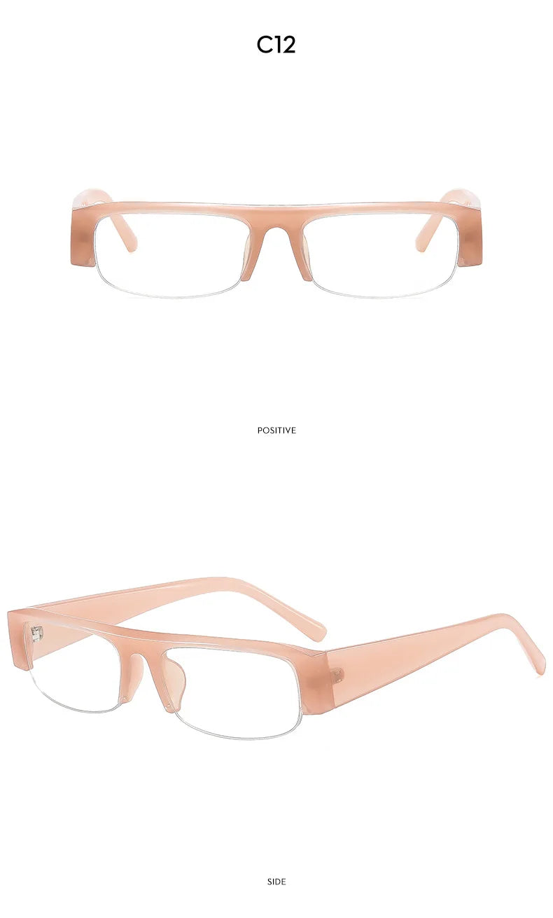 Vintage-Sonnenbrille mit kleinem, rechteckigem Halbrahmen in Schwarz, Leopardenmuster und Farbverlauf – trendige Damen-Sonnenbrille zum Autofahren