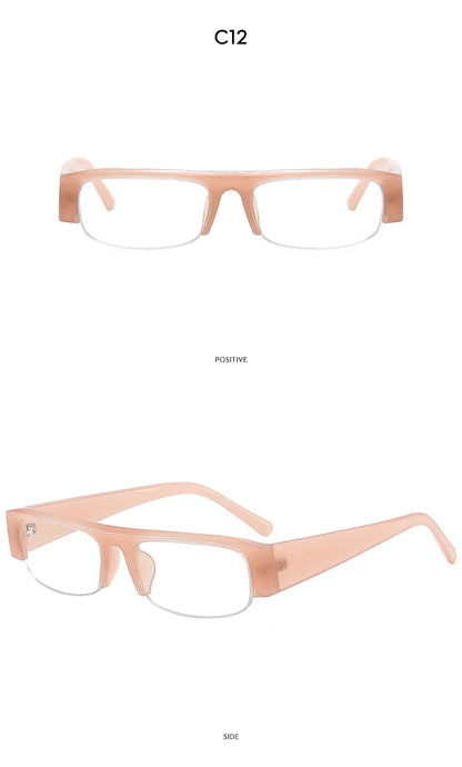 Vintage-Sonnenbrille mit kleinem, rechteckigem Halbrahmen in Schwarz, Leopardenmuster und Farbverlauf – trendige Damen-Sonnenbrille zum Autofahren