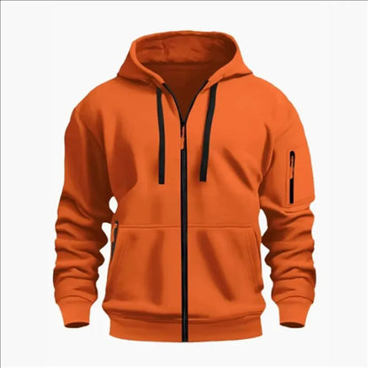 Men's Sweatshirts with Zipper Pockets Thin Solid Color Half Tracksuit Casual Outdoor Hooded Tracksuit Long Sleeve Jacket Coats