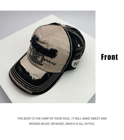 Bonés de basebol vintage coreanos lavados para homem e mulher, em algodão, com fecho snapback, bordado, design novo e versátil, letras bordadas, estilo casual desgastado
