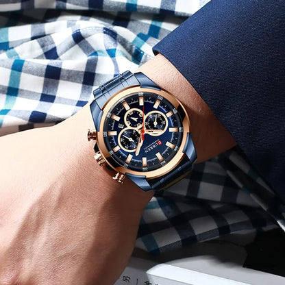 Orologio cronografo da uomo CURREN, quadrante grande da 48 mm, bracciale in acciaio inossidabile, tre contatori, orologio da polso sportivo al quarzo, stile lussuoso