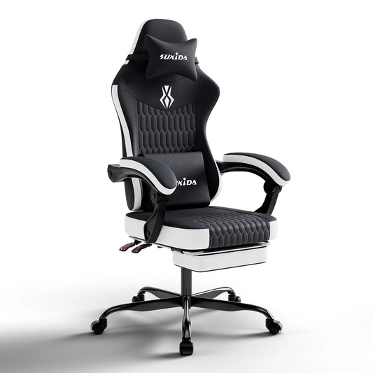 SUKIDA Gaming chair Gamer chair Ergonomic Office Chair Footrest Adjustable Loin & Pillows Gaming Chair
