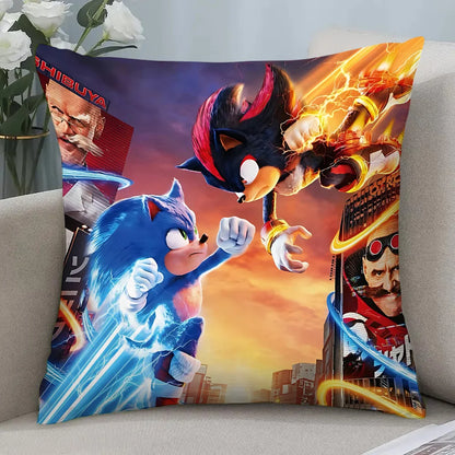 Cartoon Pillow Covers Cartoon Sofa Decorative Home Double-sided Printing Short Plush Cute Cushion S-Sonic The H-Hedgehog Cover