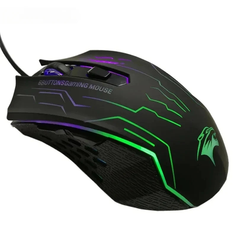 New 2026 Silent Click USB Wired Gaming Mouse 6 Buttons RGB Lighting Mute Optical Computer Mouse Mice for PC Laptop Notebook Game