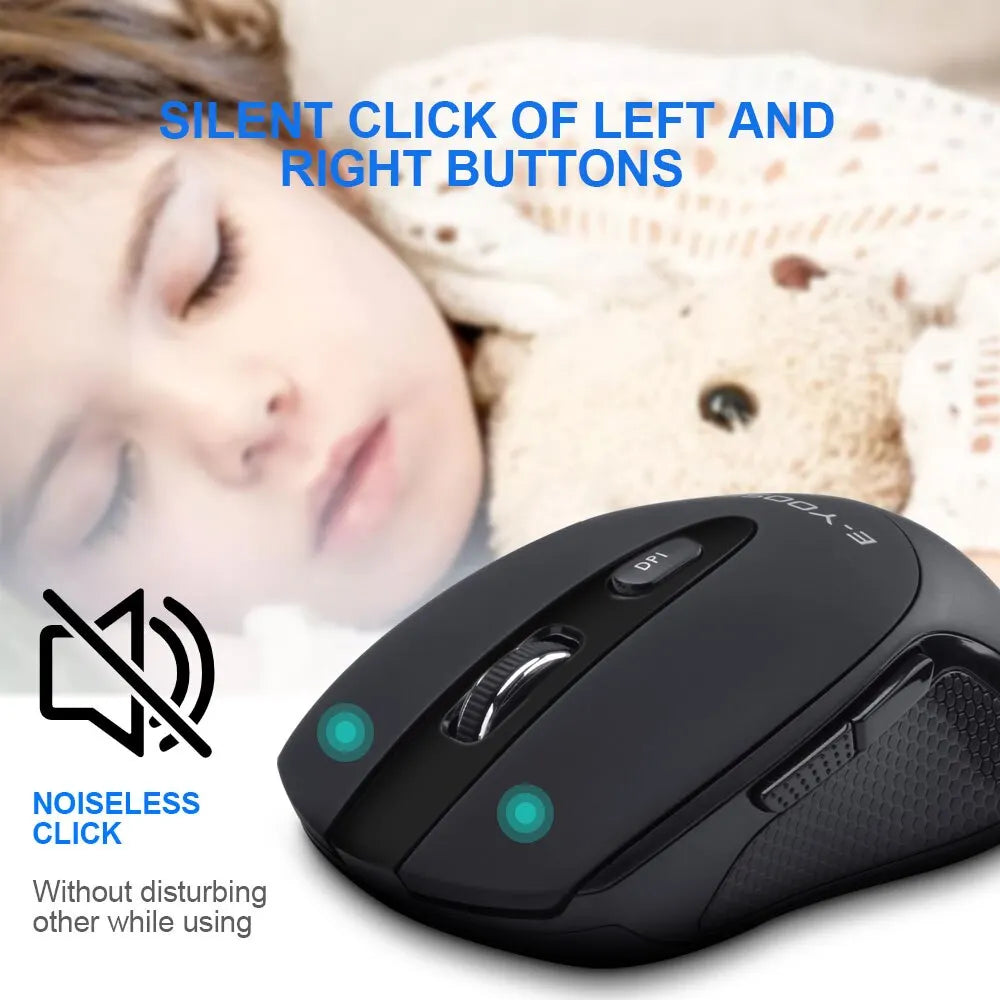 E-YOOSO E-1020 USB 2.4G Wireless Gaming Noiseless Mute Office Mouse 2400 DPI Optical Game Mice Ergonomic for Laptop PC Computer