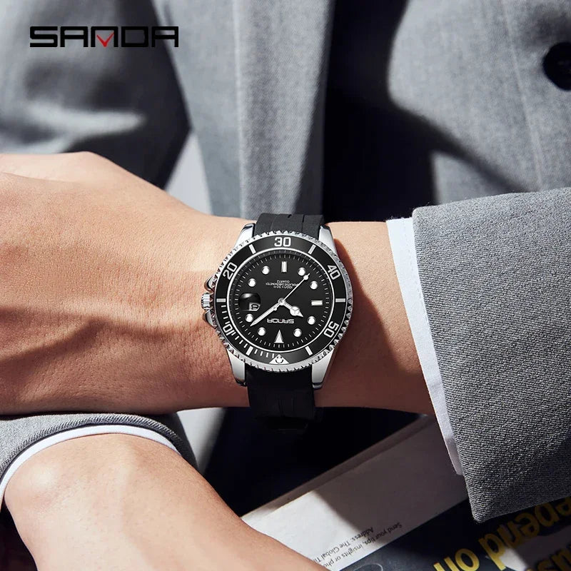 SANDA 7018 Montre à quartz pour homme très vendue Montres de sport pour homme Montre de luxe étanche en silicone Montre à quartz pour homme Relogio Masculino