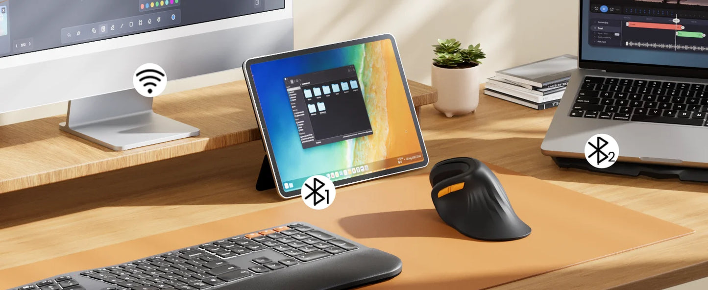 Ergonomic Mouse Wireless Vertical Mouse or Computer iPad Mac Windows 3 Adjustable DPI Multi-Device Connection