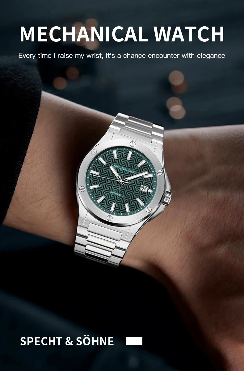Specht&Sohne 2025 Neue 38MM Herrenuhr, Automatikuhr, Japan Miyota 8215 Uhrwerk, Stahl, Saphirglas, wasserdichte Reloj Homb