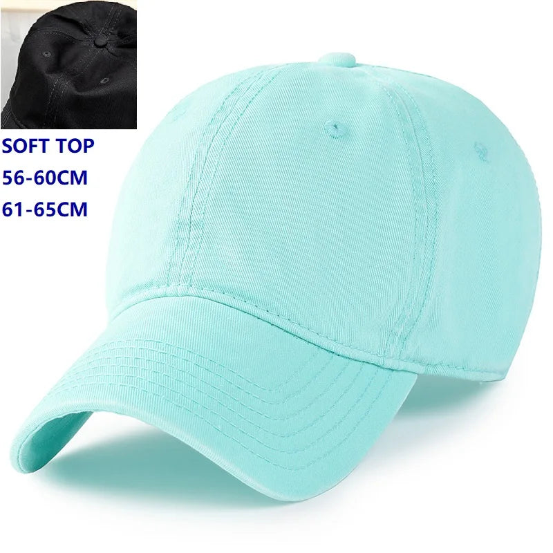 Baseball kapa Big Head Plus Size iz 100 % bombaža, primerna za moške in ženske, nastavljiva kapa »Dad Hat«, velikost 58–60 cm, 61–65 cm