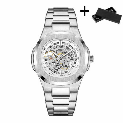 Montres-bracelets mécaniques pour homme à cadran ajouré, design squelette, montre de luxe entièrement automatique pour homme, relogio