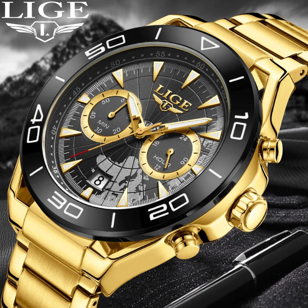 LIGE Luxusuhren für Herren, Freizeit- und Business-Uhren, Herrenmode, wasserdichte Militär-Quarzarmbanduhren für Herren, Montre Homme