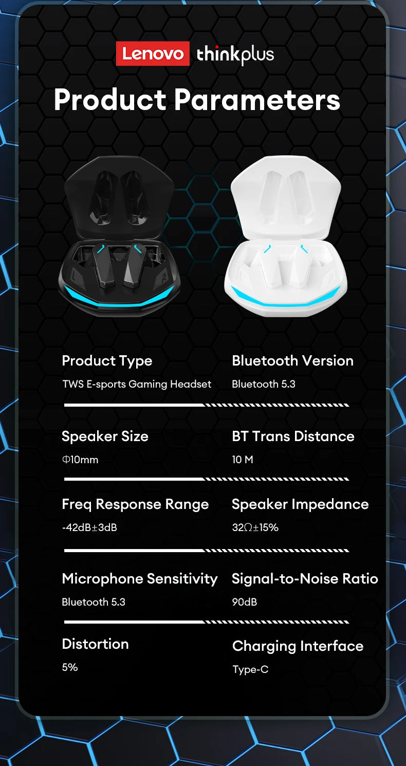 5PCS Original Lenovo GM2 Pro TWS Wireless Headphones Bluetooth 5.3 Earphones Touch Control HD Earbuds Sports Headphone with Mic