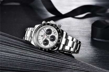 PAGANI DESIGN V2 40MM Reloj de cuarzo para hombre con esfera de meteorito, cristal de zafiro, cronógrafo retro y resistente al agua