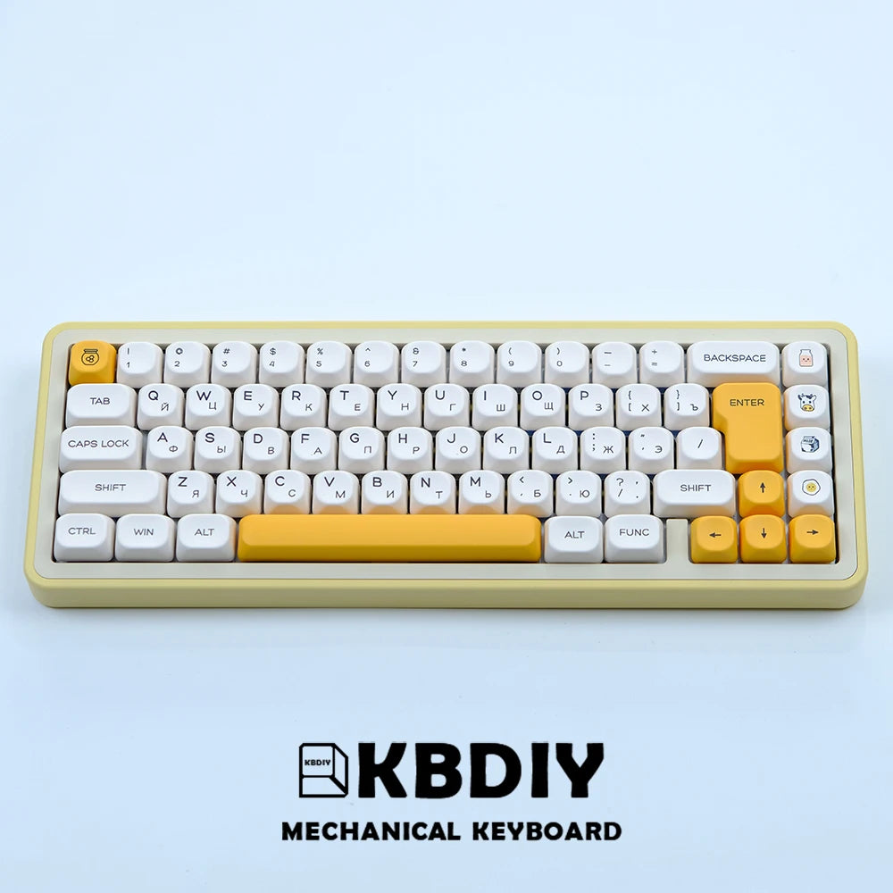 KBDiy KOA  Profile PBT Honey Milk Keycaps Russian Korean Japanese 137 Keys Caps for Mechanical Keyboard Keycap MAC for MX Switch