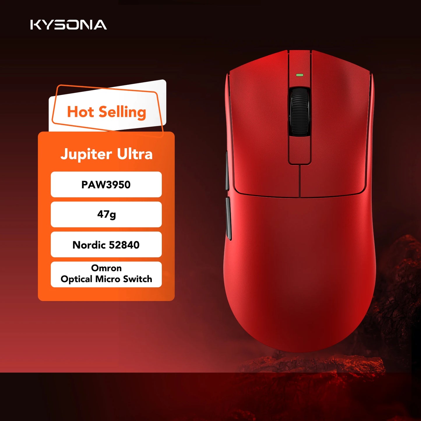 KYSONA Jupiter Series Gaming Mouse  Wired Wireless Mice 8Khz PAW3950 Sensor  Bluetooth 46g Rechargeable Web Driver For PC laptop