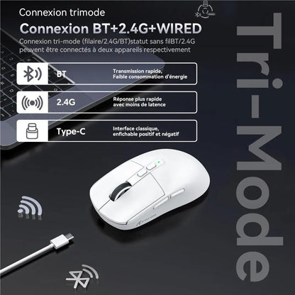 Attack Shark X6 Wireless Ergonomic Gaming Mouse Adjustable DPI Wired 2.4G/Bluetooth High Precision Rechargeable Mice