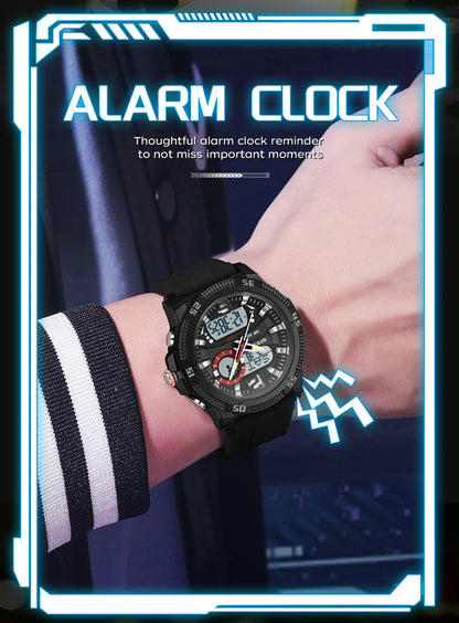 Montres de luxe pour homme SANDA Fashion : montre-bracelet à quartz analogique et numérique, style sportif, décontractée, étanche, avec chronographe en silice