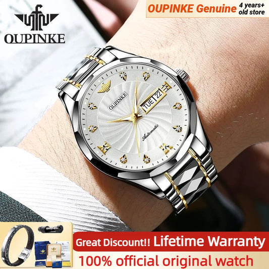 OUPINKE 3169 Japan Movement Men's Watch Classic Luxury Men's Watches Tungsten Steel Strap Man Wristwatch