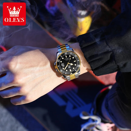 Orologio meccanico automatico di lusso da uomo OLEVS 6650 – Impermeabile, luminescente, bracciale in acciaio – Orologio da polso da uomo, stile professionale, marca prestigiosa