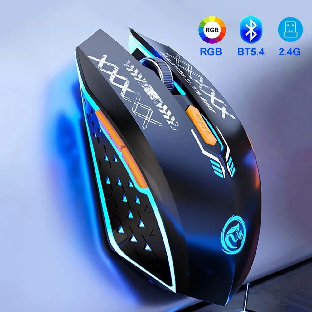 Bluetooth Mouse 2.4G Wireless Mouse RGB Backlit Dual-mode Rechargeable Silent Mice Gaming Mouse 1600 DPI Mouse for PC Laptop