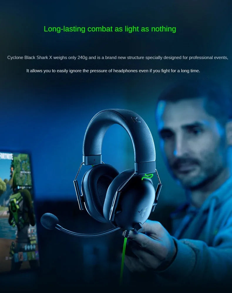 RAZER BLACKSHARK  V2 X Headphones sports Game Headset with Microphone 7.1 Surround Sound Video Gaming Earphone Wired for PC PS4