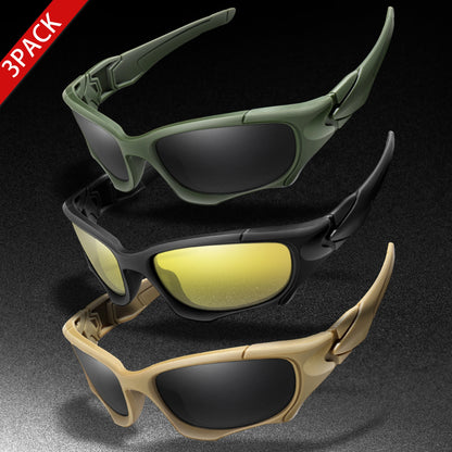 3-PACK Trendy Outdoor Tactics Sports Sunglasses Men and Women Cycling Glasses Driving Camping Travel Colorful Goggles