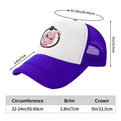 Dragon Ball  Kid Buu Trucker Cap Unisex  Hats Sun Caps Trucker Cap Adjustable Polyester Mesh Baseball Cap Summer