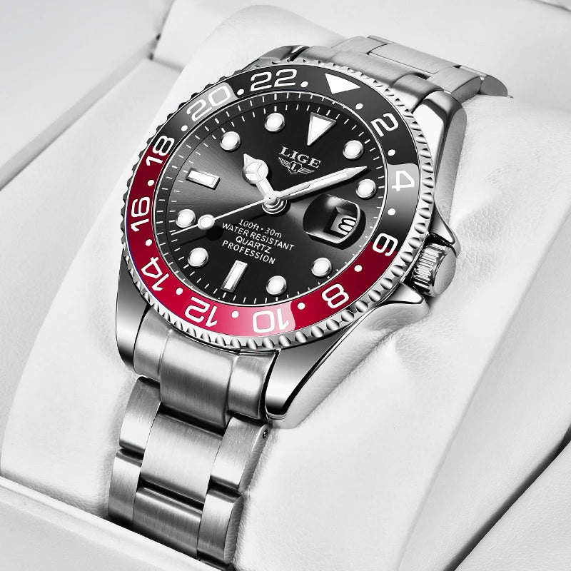 Montre-bracelet LIGE Fashion Business pour homme, étanche à 3 ATM, luminescente, montre de luxe sportive à quartz, chronographe de plongée