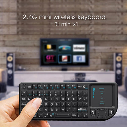 Rii X1 2.4GHz Black Mini Wireless Keyboard US/RU/ES/FR Air Mouse With Touchpad Remote Control For Android TV Box/PC/Laptop