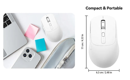 Wireless Mouse Bluetooth Compatible 5.2 USB 2.4Ghz Mice Ergonomic Wireless Office Mouse for iPad MacBook Tablet Laptop Computer