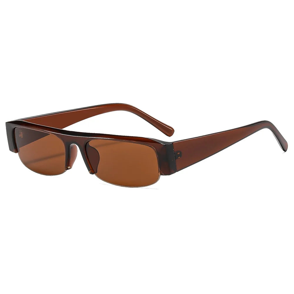 Vintage-Sonnenbrille mit kleinem, rechteckigem Halbrahmen in Schwarz, Leopardenmuster und Farbverlauf – trendige Damen-Sonnenbrille zum Autofahren