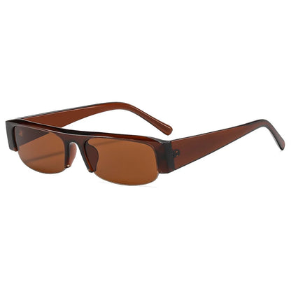 Vintage-Sonnenbrille mit kleinem, rechteckigem Halbrahmen in Schwarz, Leopardenmuster und Farbverlauf – trendige Damen-Sonnenbrille zum Autofahren