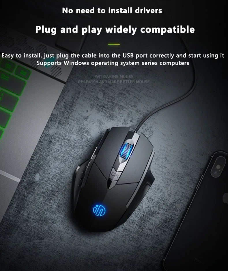 Inphic W1 Wired Mouse Esports Gaming Mouse Macro Programming Definition to Adjust DPI Silent Office Mouse