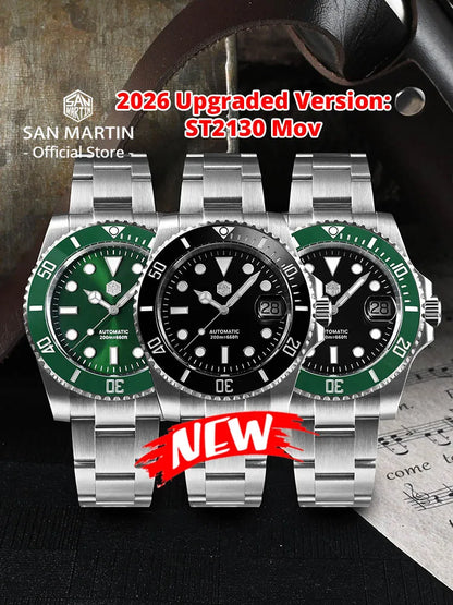 San Martin Upgraded Version 40mm Water Ghost Diver Watch Men's Luxury Automatic Mechanical Watches Sapphire Waterproof 200m SN0017