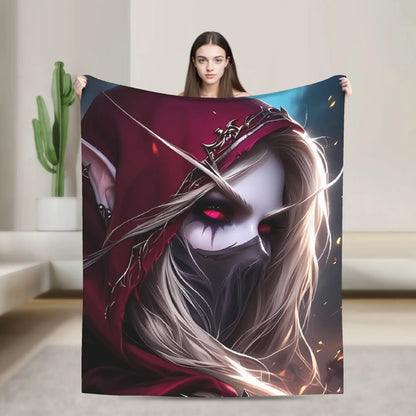 WOW World of Warcraft Arthas Retro Game Flannel Blanket Super Warm Throw Blanket for Bedroom Camping Bedspread Sofa Bed Cover