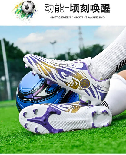 Original-Fußballschuhe, Herren-Trainingsschuhe, Outdoor-Schuhe, rutschfeste Kinder-Fußballschuhe, Schuhe mit langen Stollen, Herren-Futsal-Schuhe, Größe 32–45