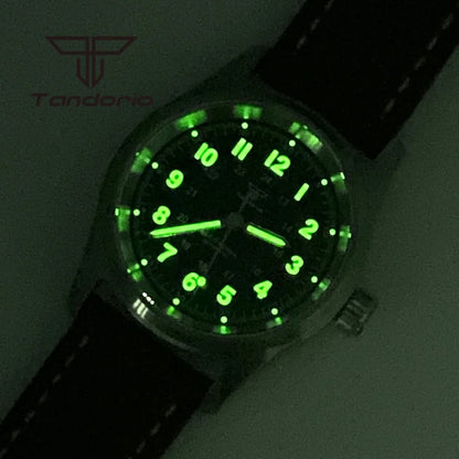 Tandorio 36mm Fashion 20BAR automatische Taucher- und Pilotenuhr für Herren und Damen, NH35/PT5000/Miyota8215 Uhrwerk, Saphir-Armbanduhr, grüne Leuchtmasse