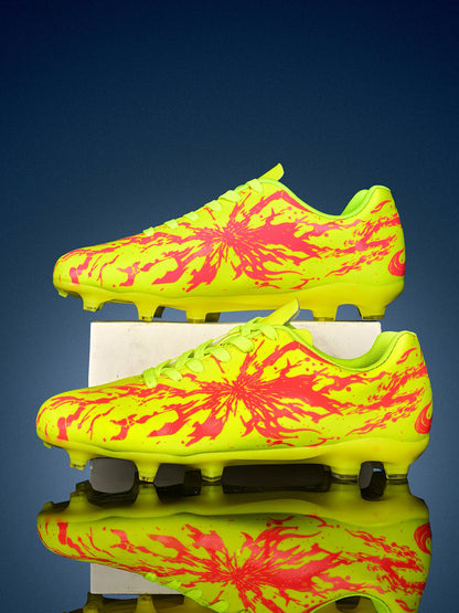 Chaussures de football pour hommes, modèle AG FG Hybrid, avec crampons, tige en PU confortable et semelle absorbant les chocs, idéales pour l’entraînement sur gazon naturel.