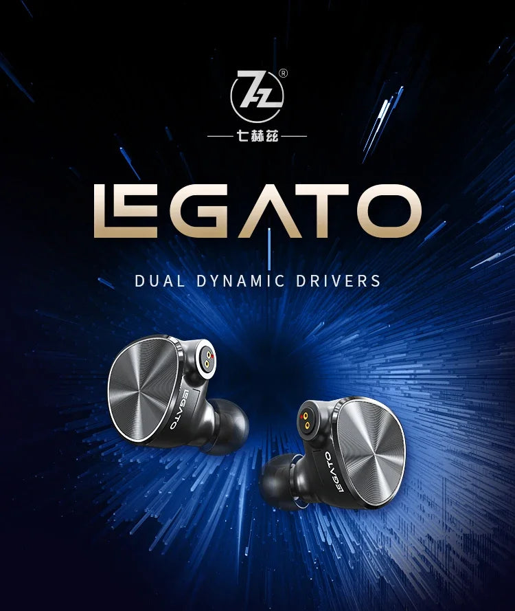 7Hz Legato Headphone 2DD HiFi In Ear IEM Monitor Dual Dynamic Driver Earphone IEM with Detachable OCC 0.78mm 2Pin Cable