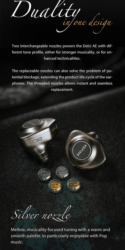 Kefine X ANGELEARS Delci AE 10mm DLC+PU Diaphragm Dynamic Driver IEMs Hi-Fi I n-ear Earphone with Two Tuning Style
