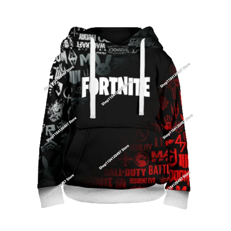 Nowe bluzy Fortnite 2025 z kapturem, nadruk 3D, bluza męska Harajuku z długim rękawem, krój oversize, unisex, odzież cosplayowa
