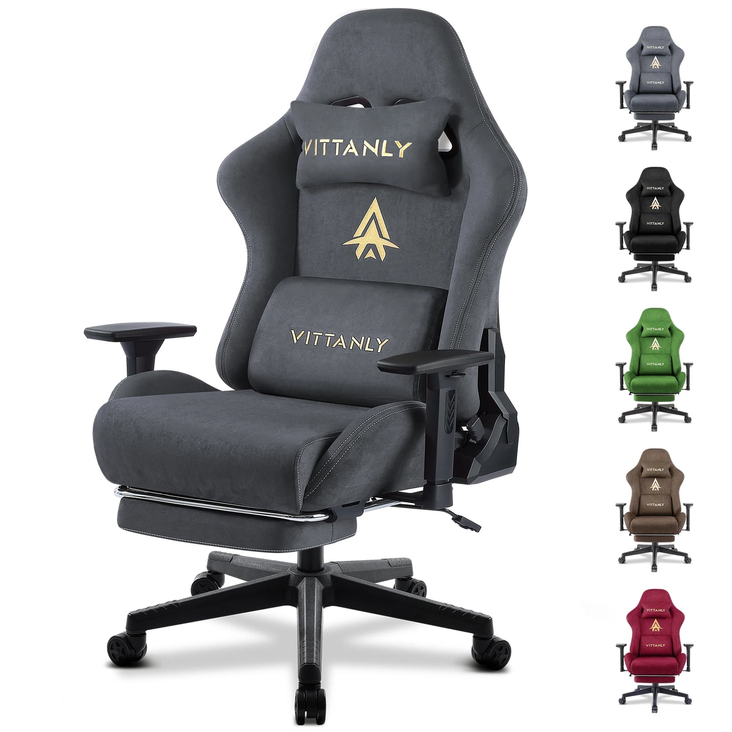 HAPIHAPPY Fashion Gaming Chair Genuine Computer Office Chair with Pocket Spring Cushion Linkage Armrests and Footrest Game Chair