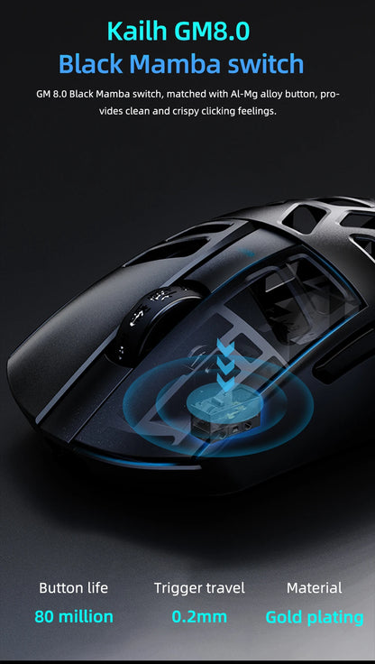 DAREU Al-mg Tri-mode 8Khz PBT Wireless Gaming Mouse Quick Charge PAW3950 30000 DPI Lightweight for PC Gamer