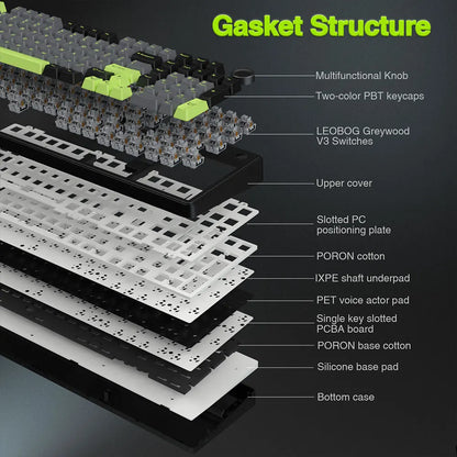 AULA F99PRO Wireless Gaming Keyboard Gasket Structure Compatible with 3/5 Pins Hot-swap Mechanical Keyboard with Media Knob
