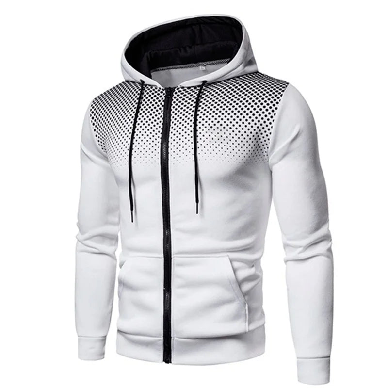 Produit gaming premium Fraquane, Men's Zip Up Hoodie Pocket Polka Pot Print Hooded Sweatshirt Sport Outdoor Casual Slim Fit Men Spring AutumnZipper Hoodie
