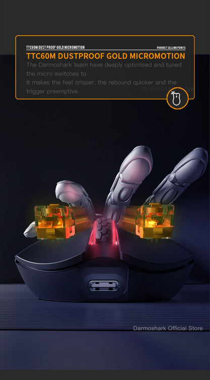 Darmoshark M3Pro Gaming Mouse 2.4G BT Wireless Tri-Mode PAW3395 Sensor N52840 26000DPI Big Hand Macro Driver Mouse For Gaming