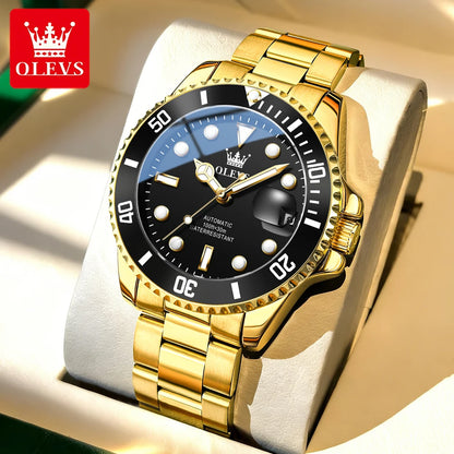 Orologio meccanico automatico di lusso da uomo OLEVS 6650 – Impermeabile, luminescente, bracciale in acciaio – Orologio da polso da uomo, stile professionale, marca prestigiosa