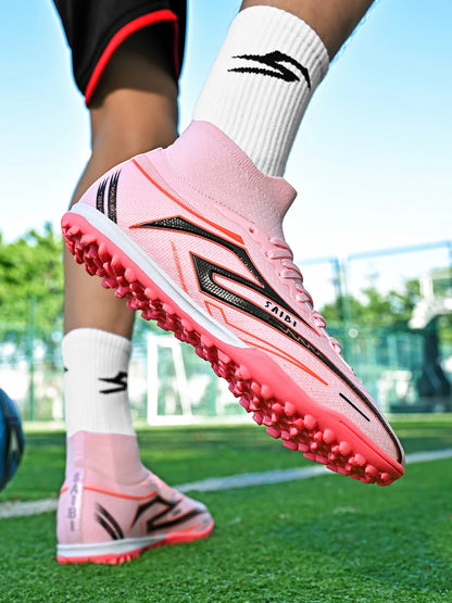 Chaussures de football athlétiques TF Turf, tige en tissu PU doux pour la peau, semelle en caoutchouc antidérapante, qualité fiable, chaussures d'entraînement.