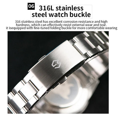 Upgraded Model 9017 Automatic Watch Mechanical 3D Dimensional Luminous Watch Needle Ceramic Bezel 150 Meters Waterproof Diving
